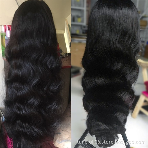 Natural Wave 13*4 Lace Frontal Human Virgin Hair Wigs Full Cuticle Aligned Unprocessed Indian Virgin Hair Wigs Body Wave